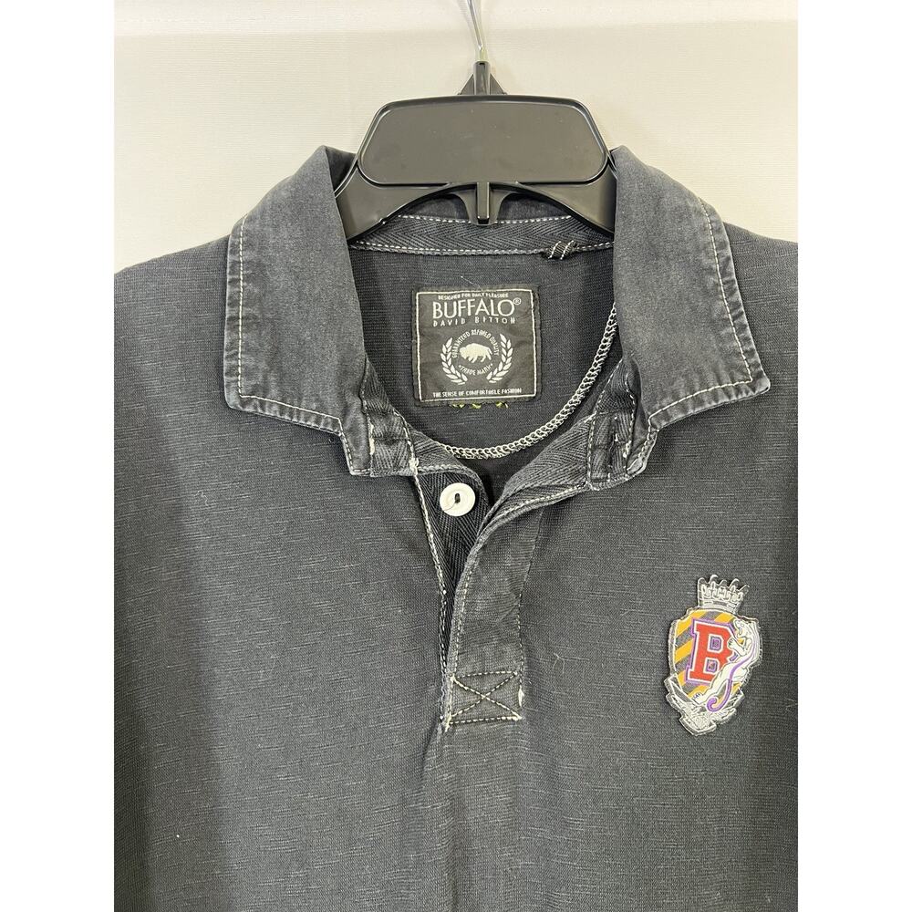 VTG Y2K Buffalo David Bitton Men’s Striped Faded Black Polo Shirt Size M - Picture 5 of 10